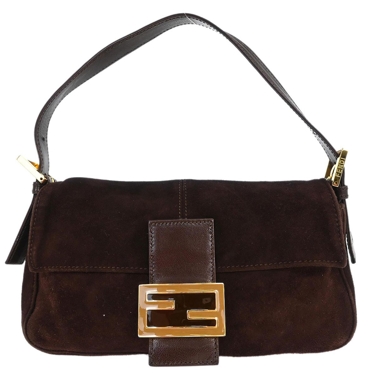 Fendi Brown Suede Baguette Handbag