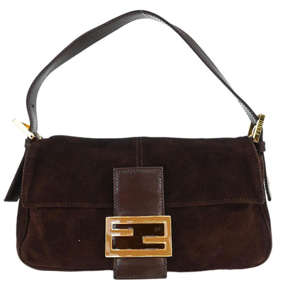 Fendi Brown Suede Baguette Handbag