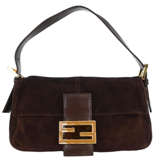 Fendi Brown Suede Baguette Handbag