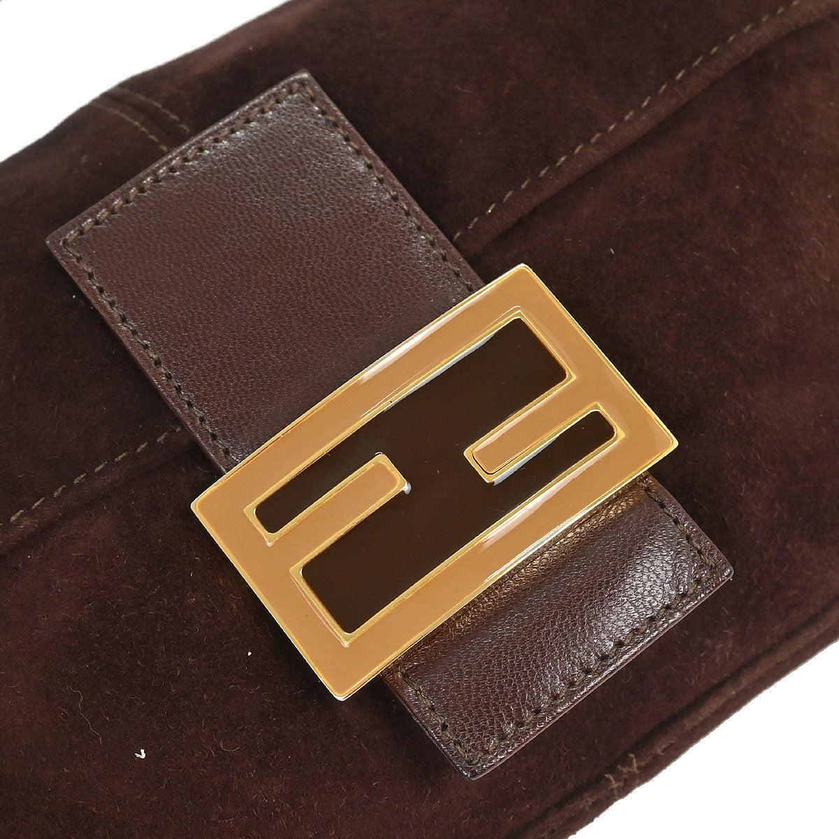 Fendi Brown Suede Baguette Handbag