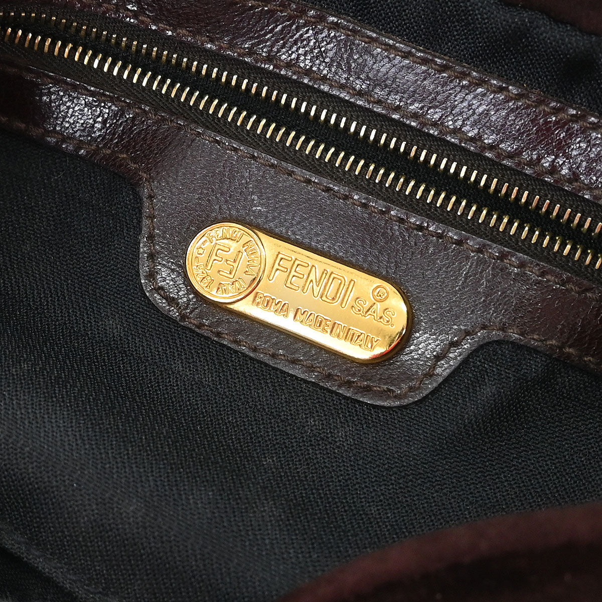 Fendi Brown Suede Baguette Handbag