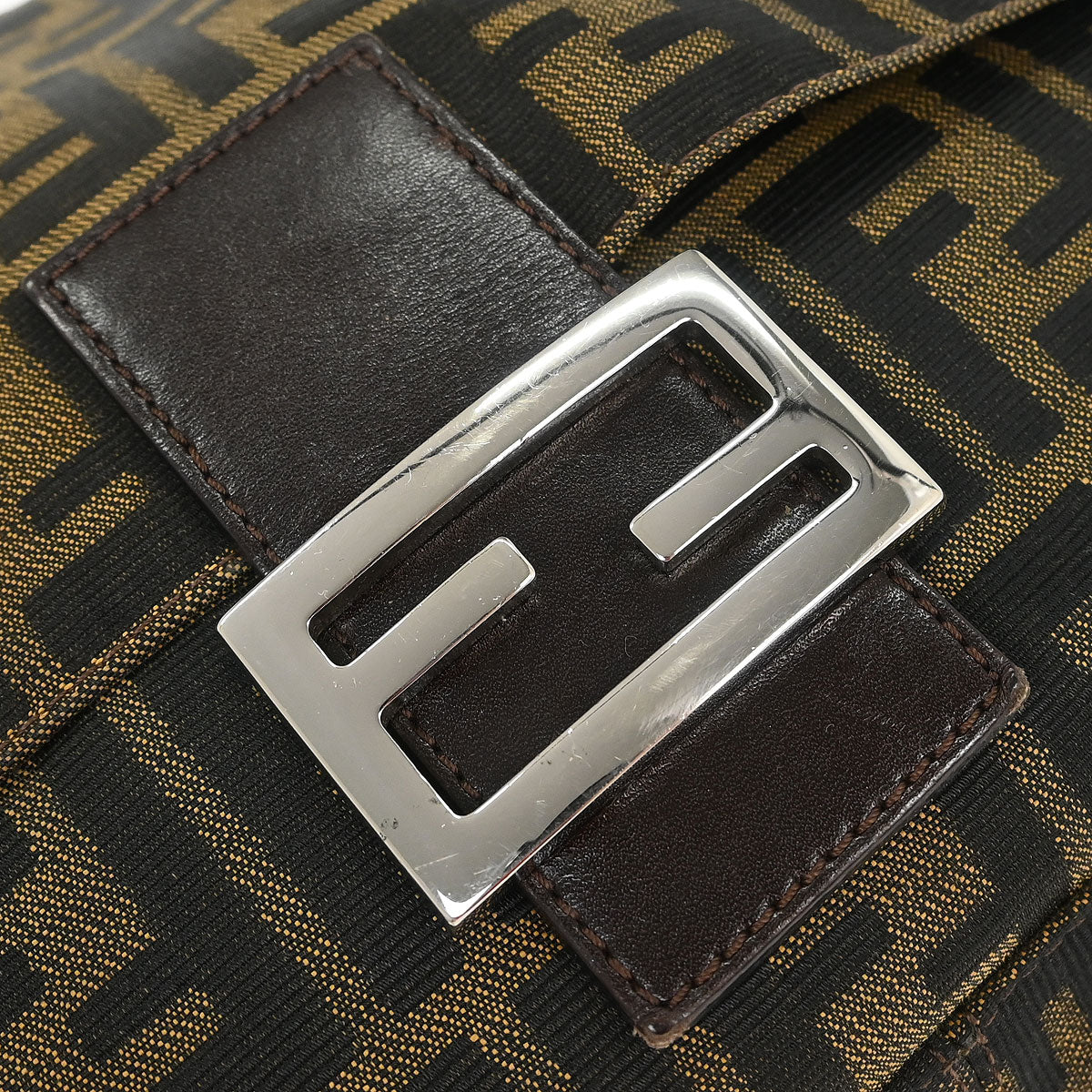 Fendi Brown Canvas Zucca Mamma Baguette Handbag