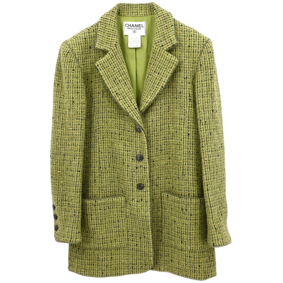 Chanel 1997 Single Breasted Jacket Green #38