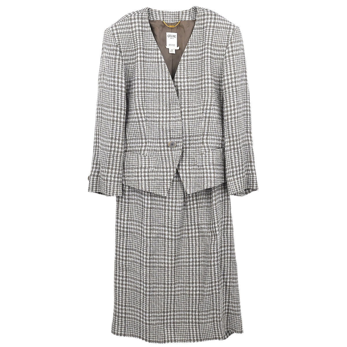 Celine Setup Suit Jacket Skirt Brown #44