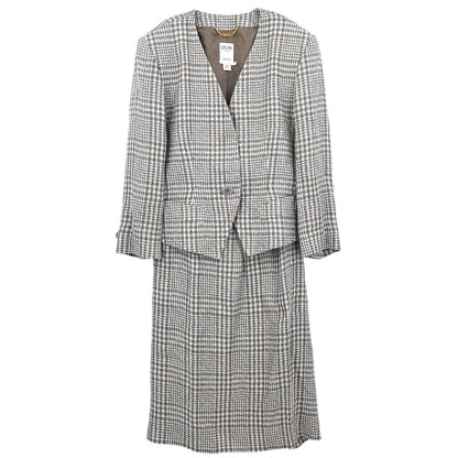 Celine Setup Suit Jacket Skirt Brown #44