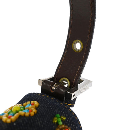 Fendi Navy Denim Beaded Baguette Handbag