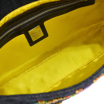 Fendi Navy Denim Beaded Baguette Handbag