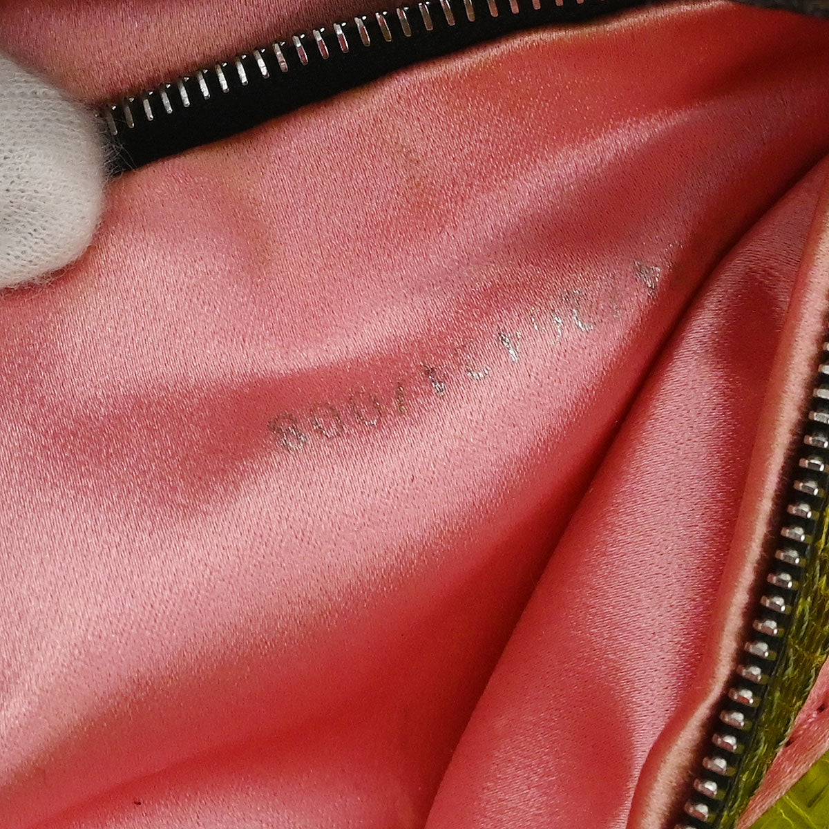 Fendi * Black Lizard Cotton Beaded Baguette Handbag