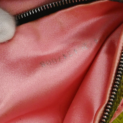 Fendi * Black Lizard Cotton Beaded Baguette Handbag