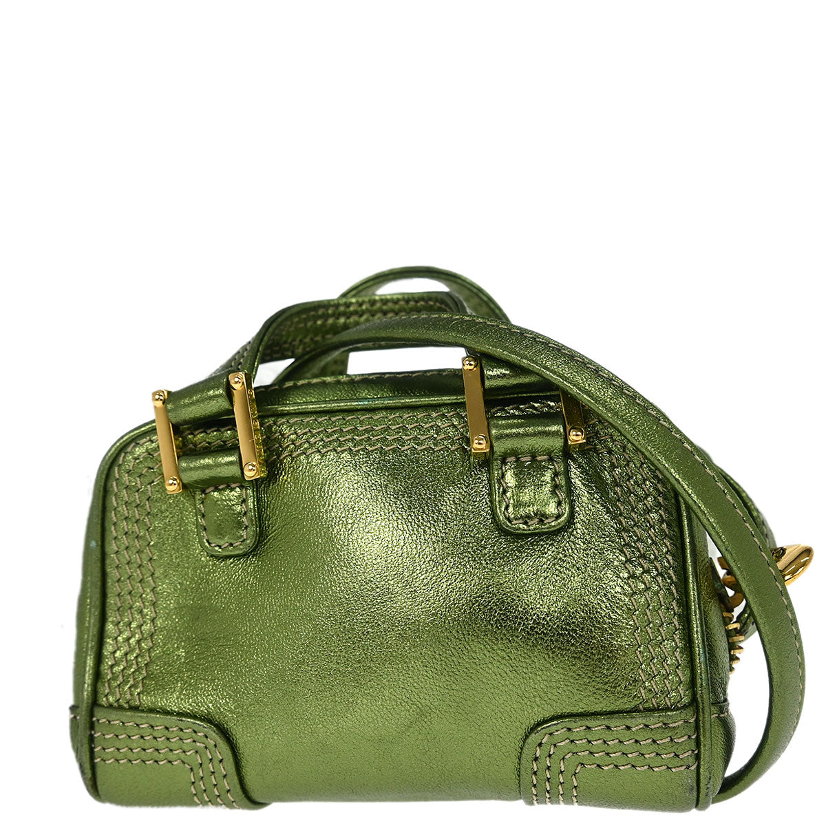 Loewe * Metallic Green Amazona Nano Handbag Pochette