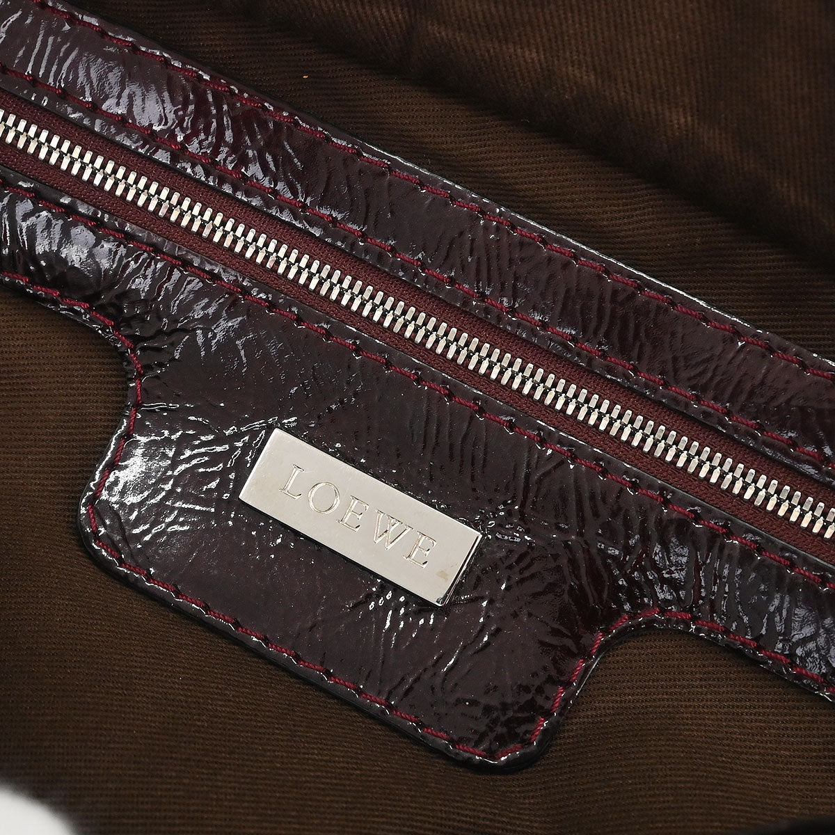 Loewe Bordeaux Patent Leather Amazona 28 Handbag