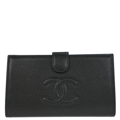 Chanel 2000-2002 Black Caviar Long Wallet