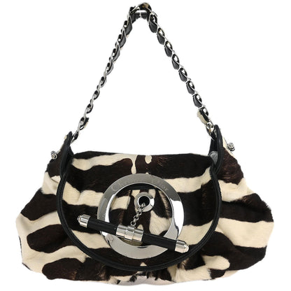 Christian Dior * Brown Pony Hair Zebra Jazzclub Handbag