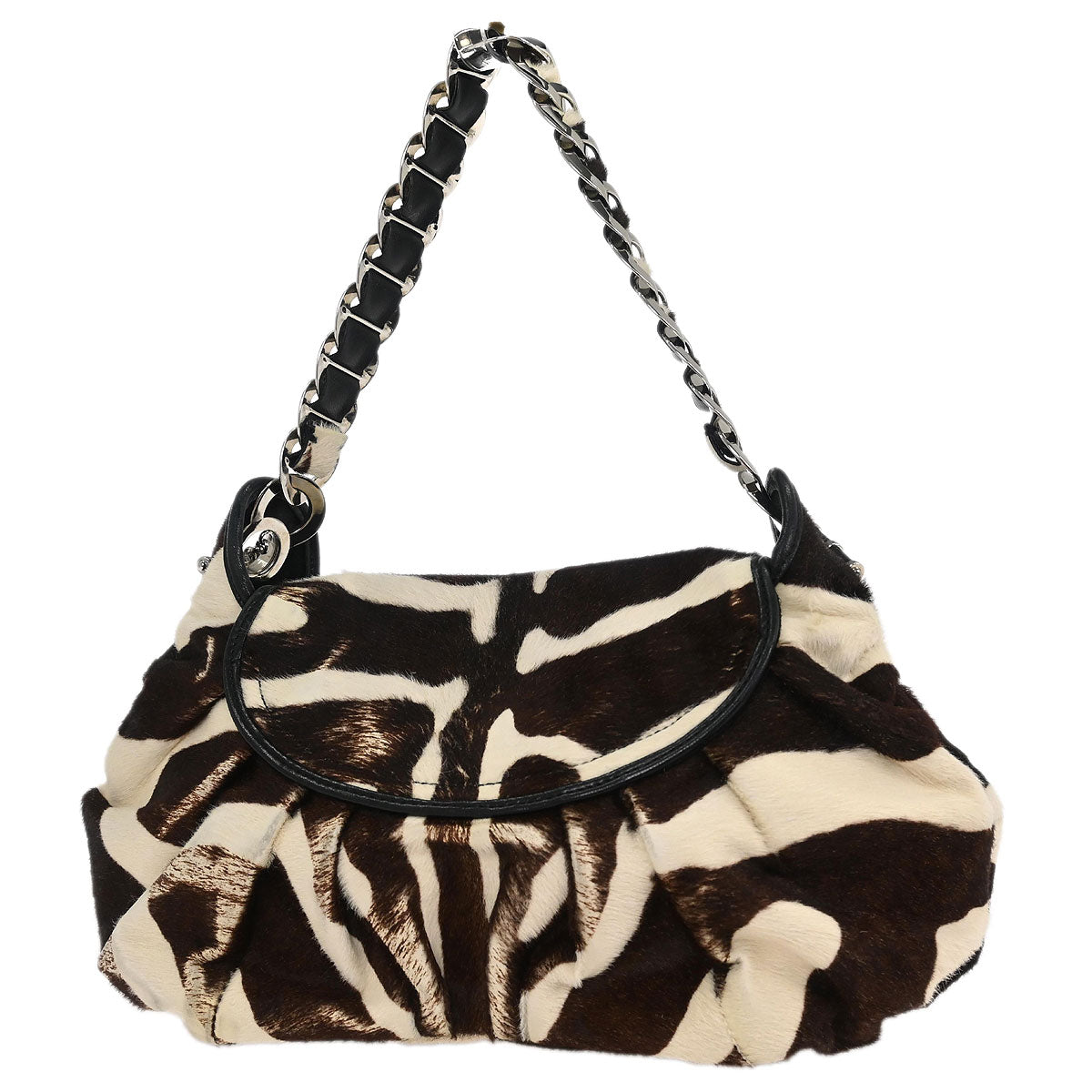 Christian Dior * Brown Pony Hair Zebra Jazzclub Handbag
