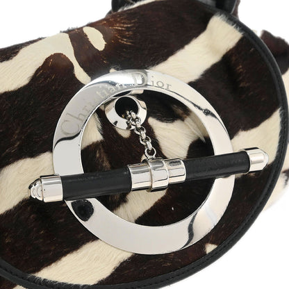 Christian Dior * Brown Pony Hair Zebra Jazzclub Handbag