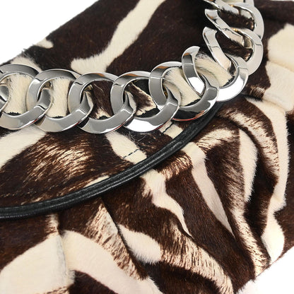 Christian Dior * Brown Pony Hair Zebra Jazzclub Handbag