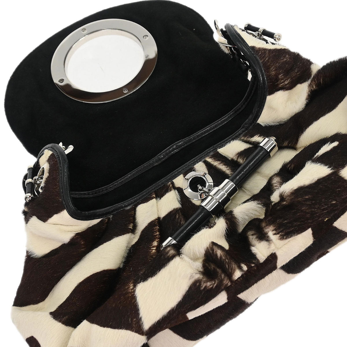 Christian Dior * Brown Pony Hair Zebra Jazzclub Handbag