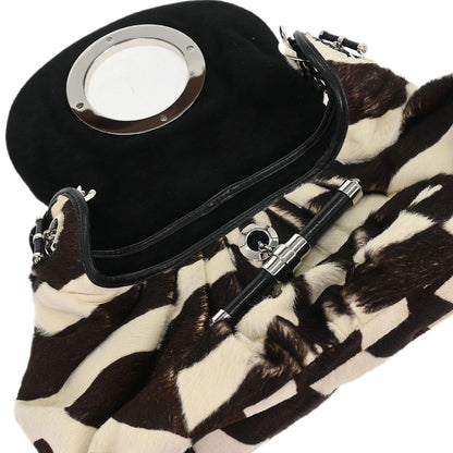 Christian Dior * Brown Pony Hair Zebra Jazzclub Handbag