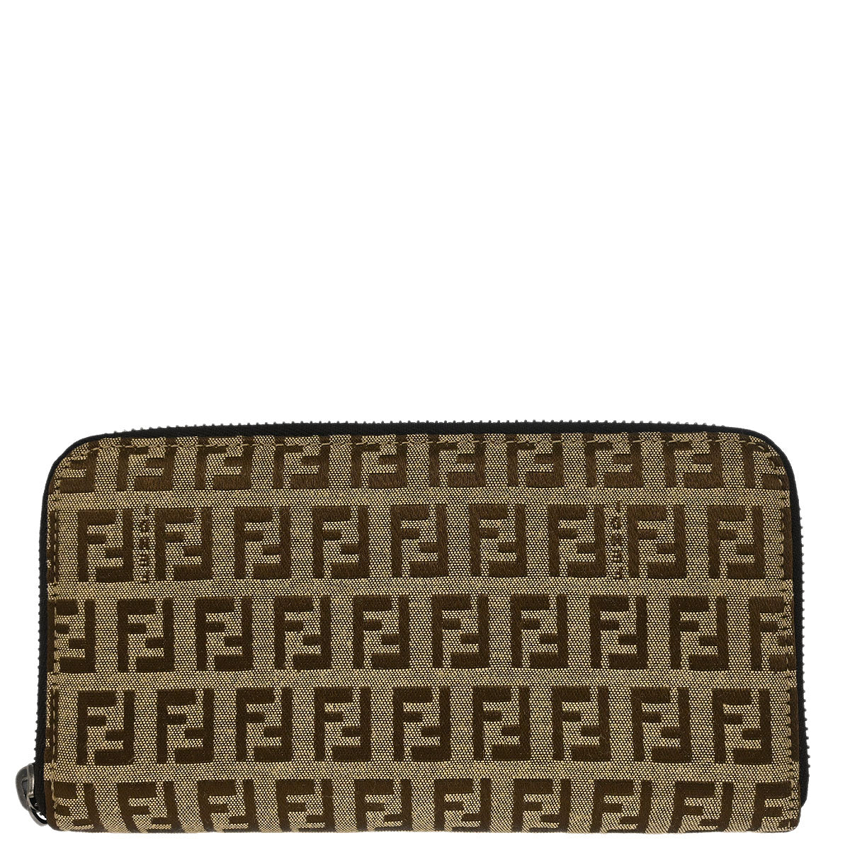 Fendi Beige Zucchino Zip Around Wallet