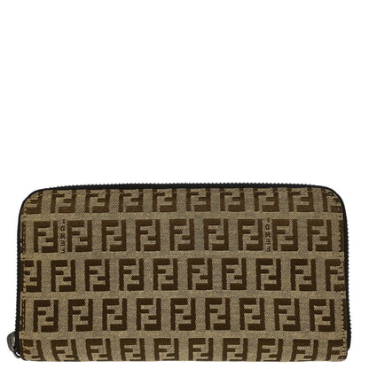 Fendi Beige Zucchino Zip Around Wallet