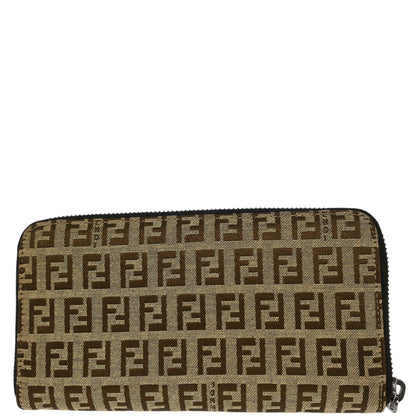 Fendi Beige Zucchino Zip Around Wallet