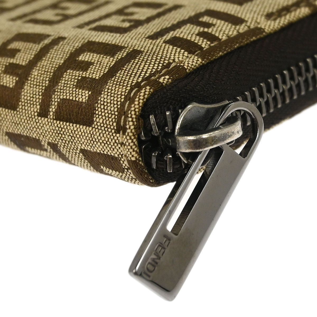Fendi Beige Zucchino Zip Around Wallet