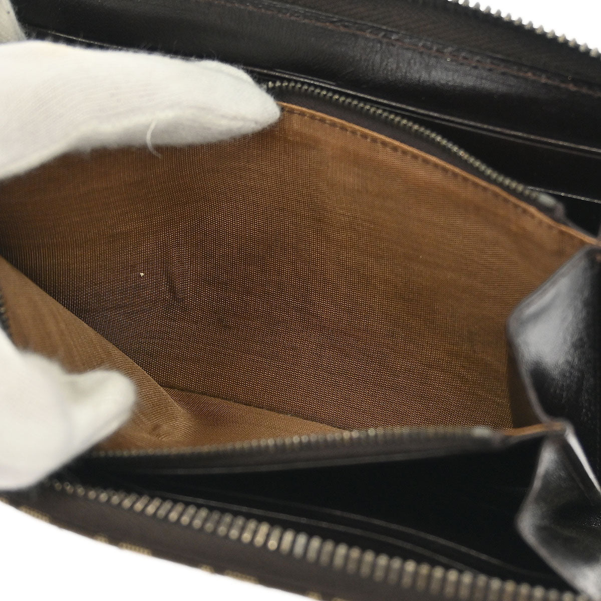 Fendi Beige Zucchino Zip Around Wallet