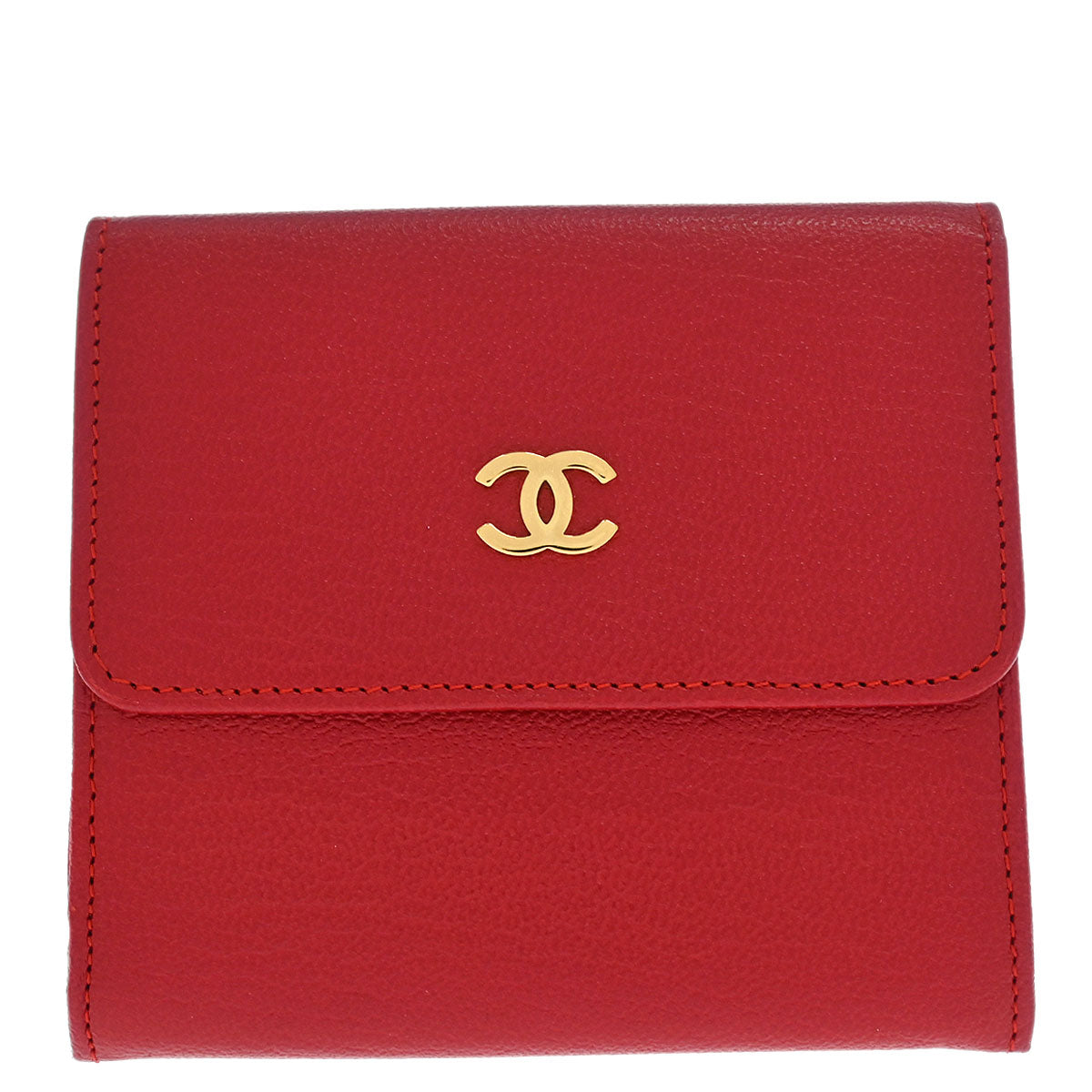 Chanel 2000-2002 Red Bifold Wallet