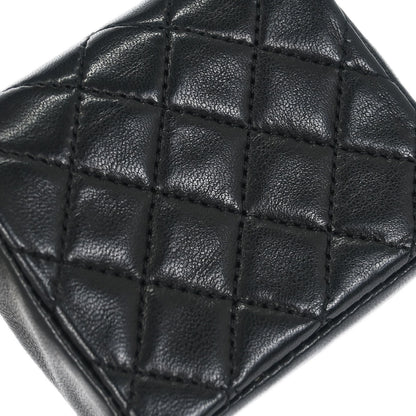 Chanel 1989-1991 Black Lambskin Micro Classic Flap Shoulder Bag Pochette