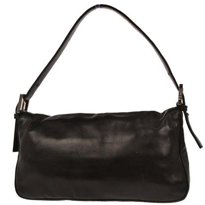 Fendi Black Leather Baguette Handbag