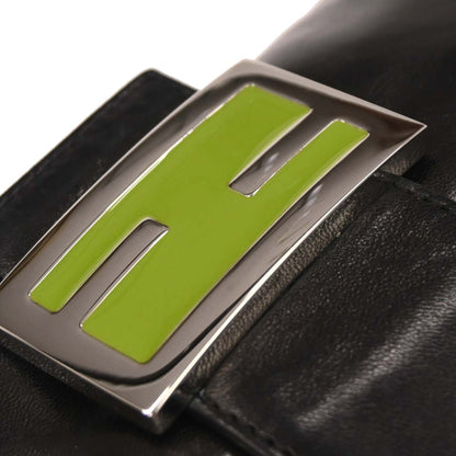 Fendi Black Leather Baguette Handbag