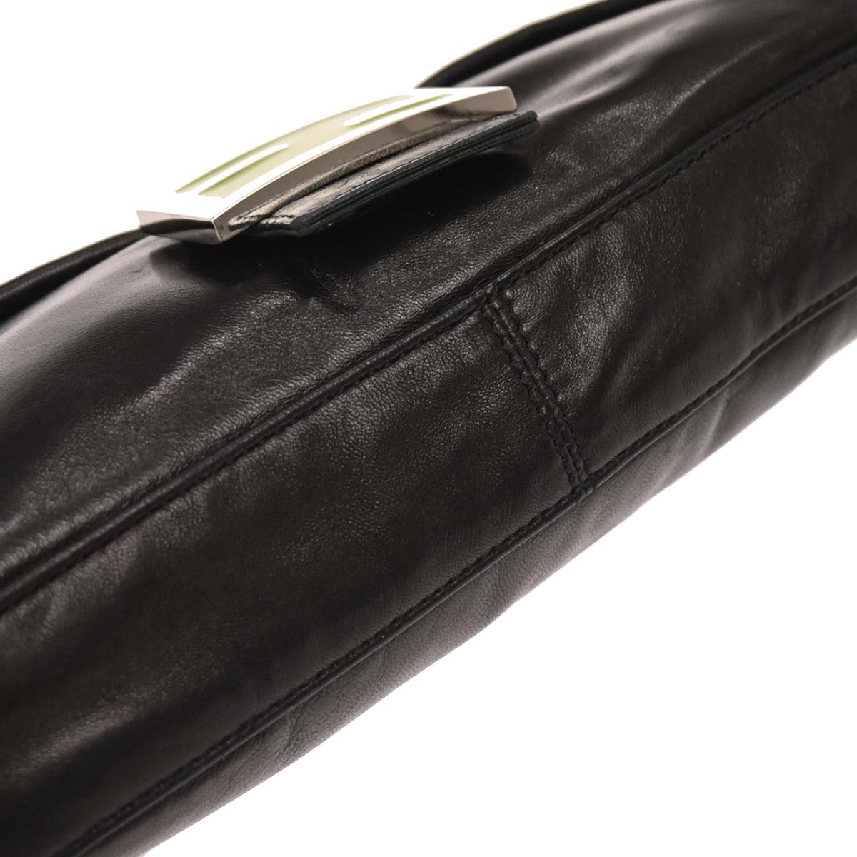 Fendi Black Leather Baguette Handbag