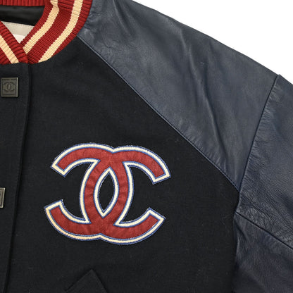 Chanel 2004 Sport Line Spring Letterman Bomber Jacket Navy #36
