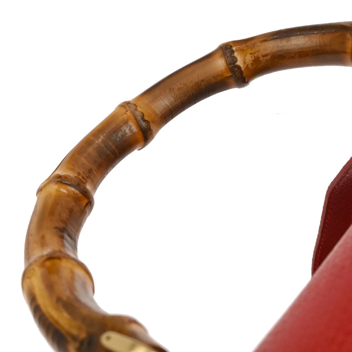 Gucci Red Pigskin Bamboo 2way Shoulder Handbag