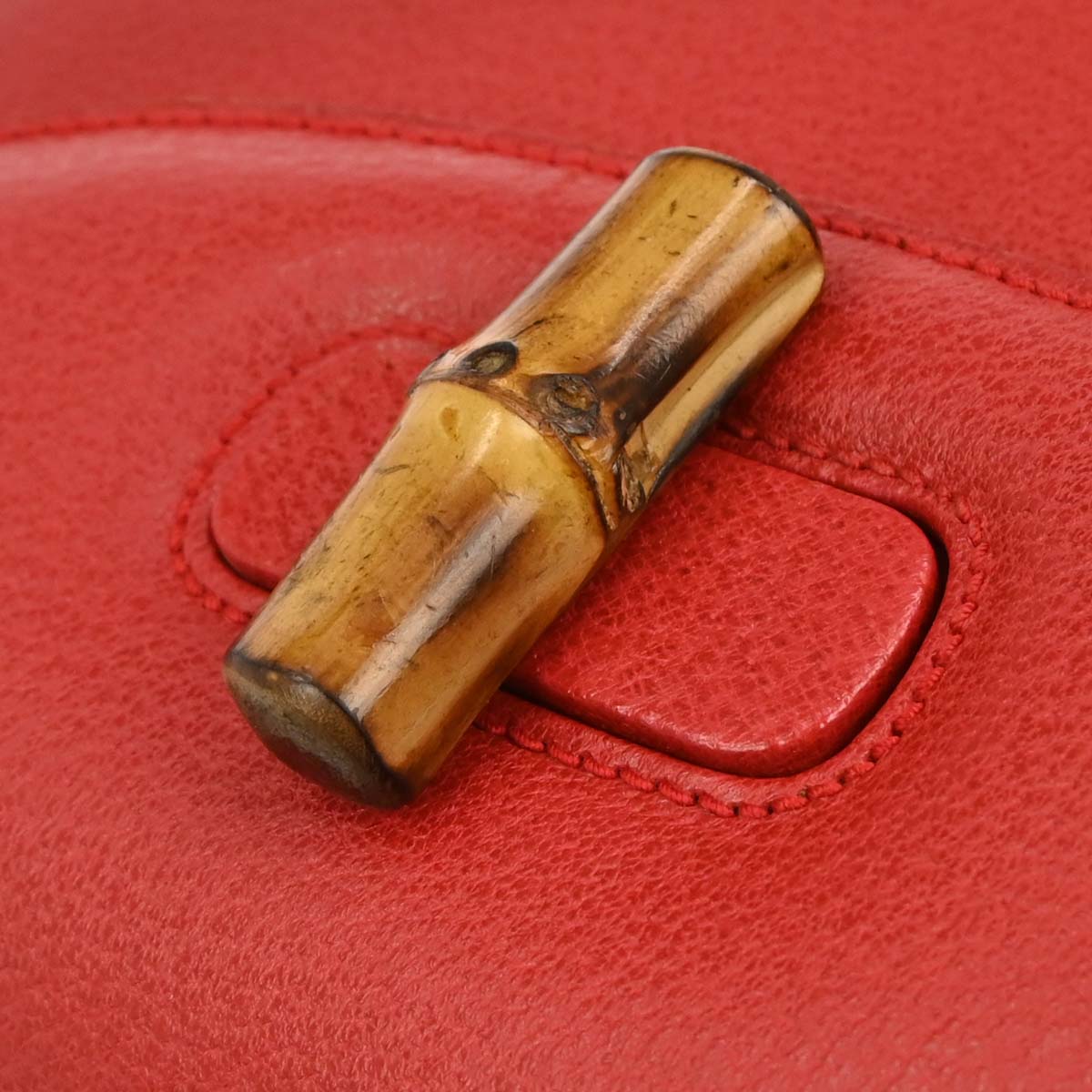 Gucci Red Pigskin Bamboo 2way Shoulder Handbag