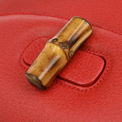 Gucci Red Pigskin Bamboo 2way Shoulder Handbag