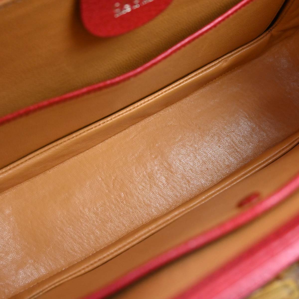 Gucci Red Pigskin Bamboo 2way Shoulder Handbag