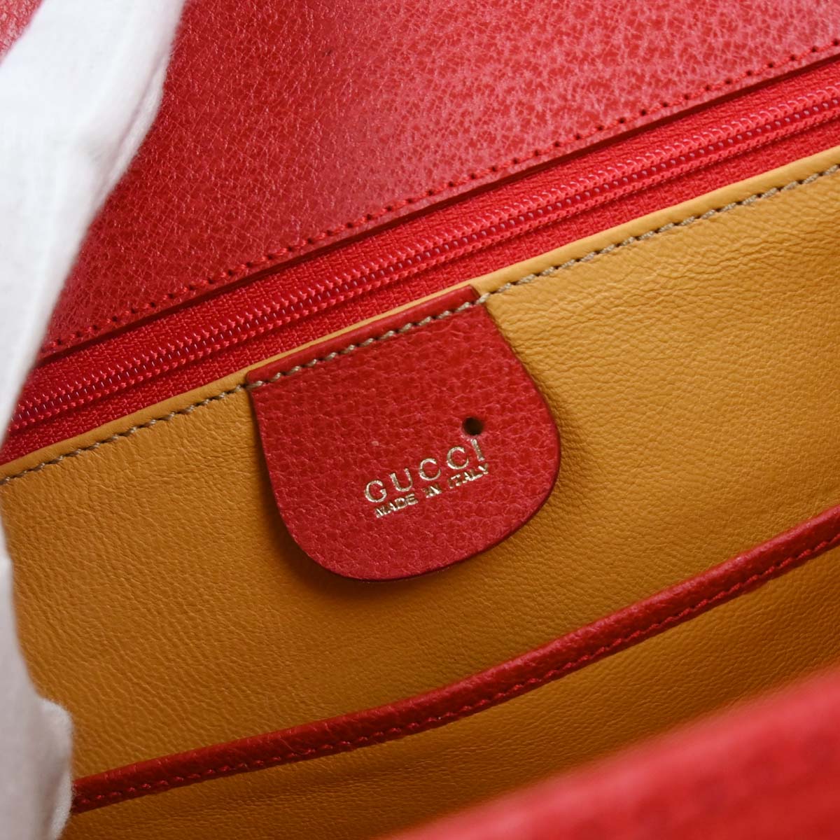 Gucci Red Pigskin Bamboo 2way Shoulder Handbag