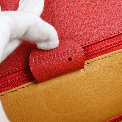 Gucci Red Pigskin Bamboo 2way Shoulder Handbag