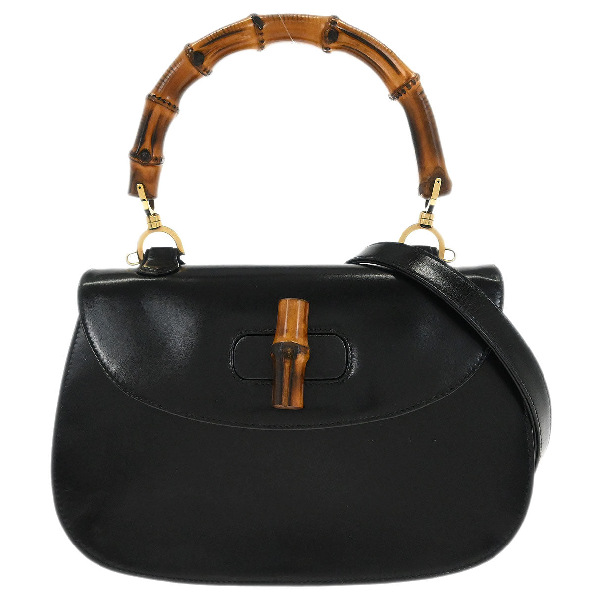 Gucci Black Bamboo 2way Shoulder Handbag