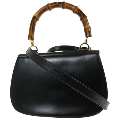 Gucci Black Bamboo 2way Shoulder Handbag