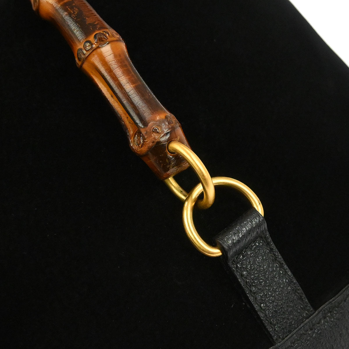 Gucci Black Suede Bamboo Backpack