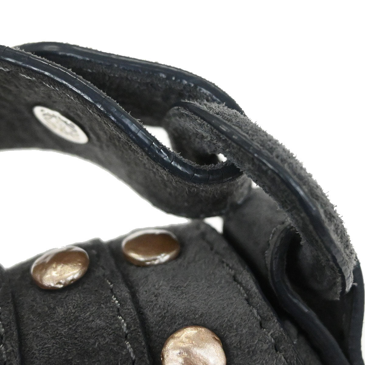 Loewe Gray Suede Studded Shoulder Bag