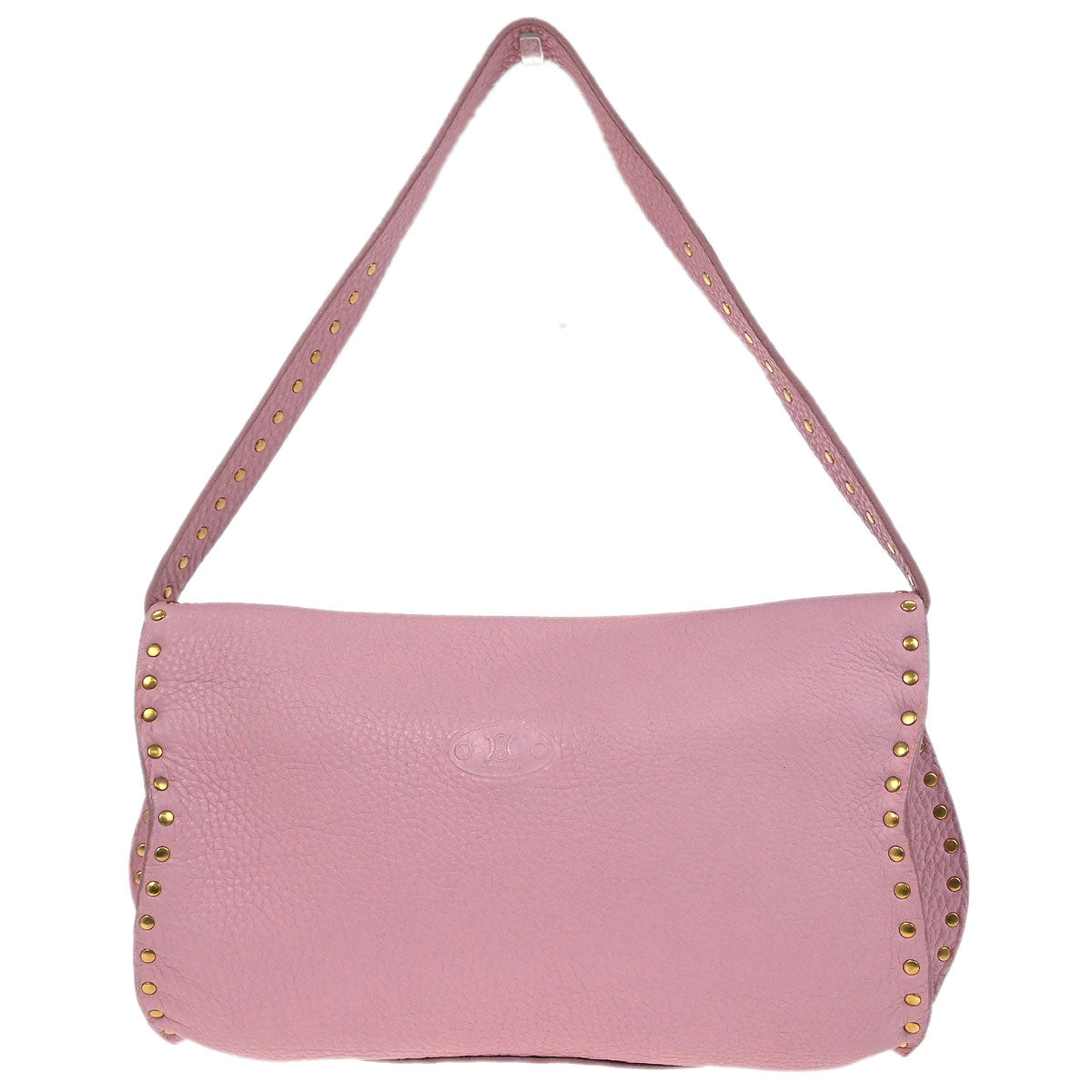 Celine Pink Leather Studded Shoulder Bag