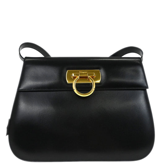 Salvatore Ferragamo Black Gancini Shoulder Bag