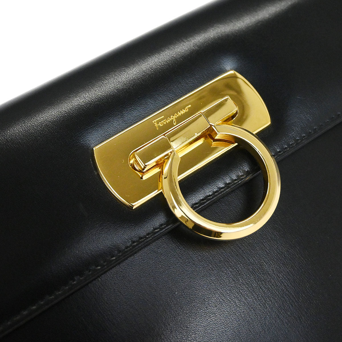 Salvatore Ferragamo Black Gancini Shoulder Bag