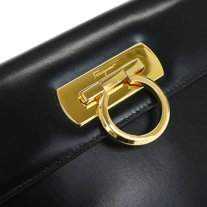 Salvatore Ferragamo Black Gancini Shoulder Bag