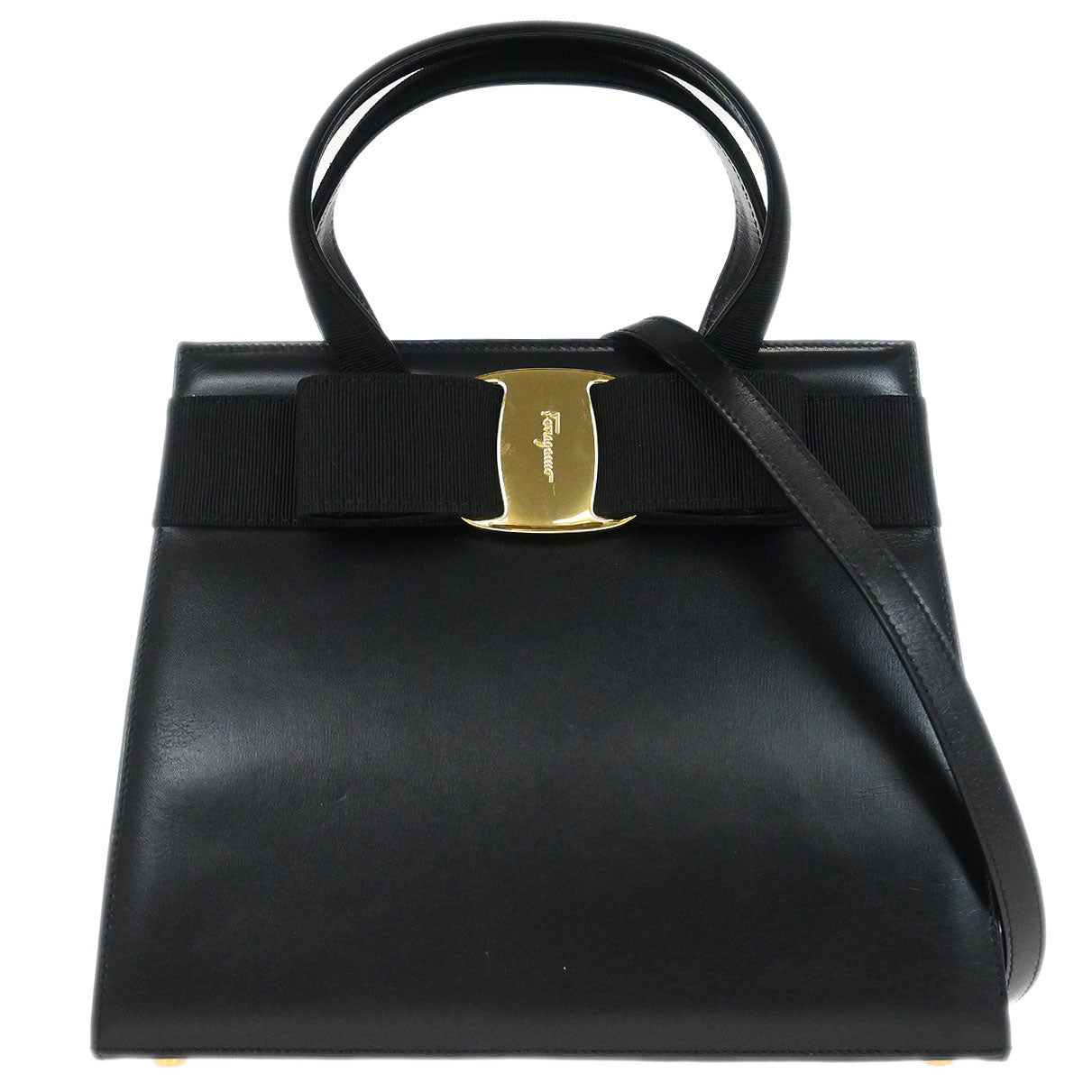 Salvatore Ferragamo Black Vara Bow 2way Shoulder Handbag