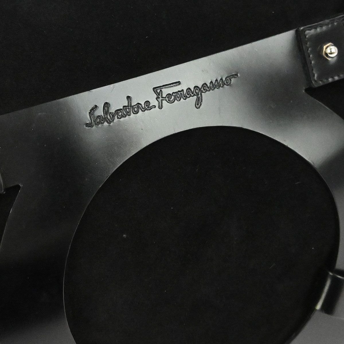 Salvatore Ferragamo Black Suede Gancini Handbag