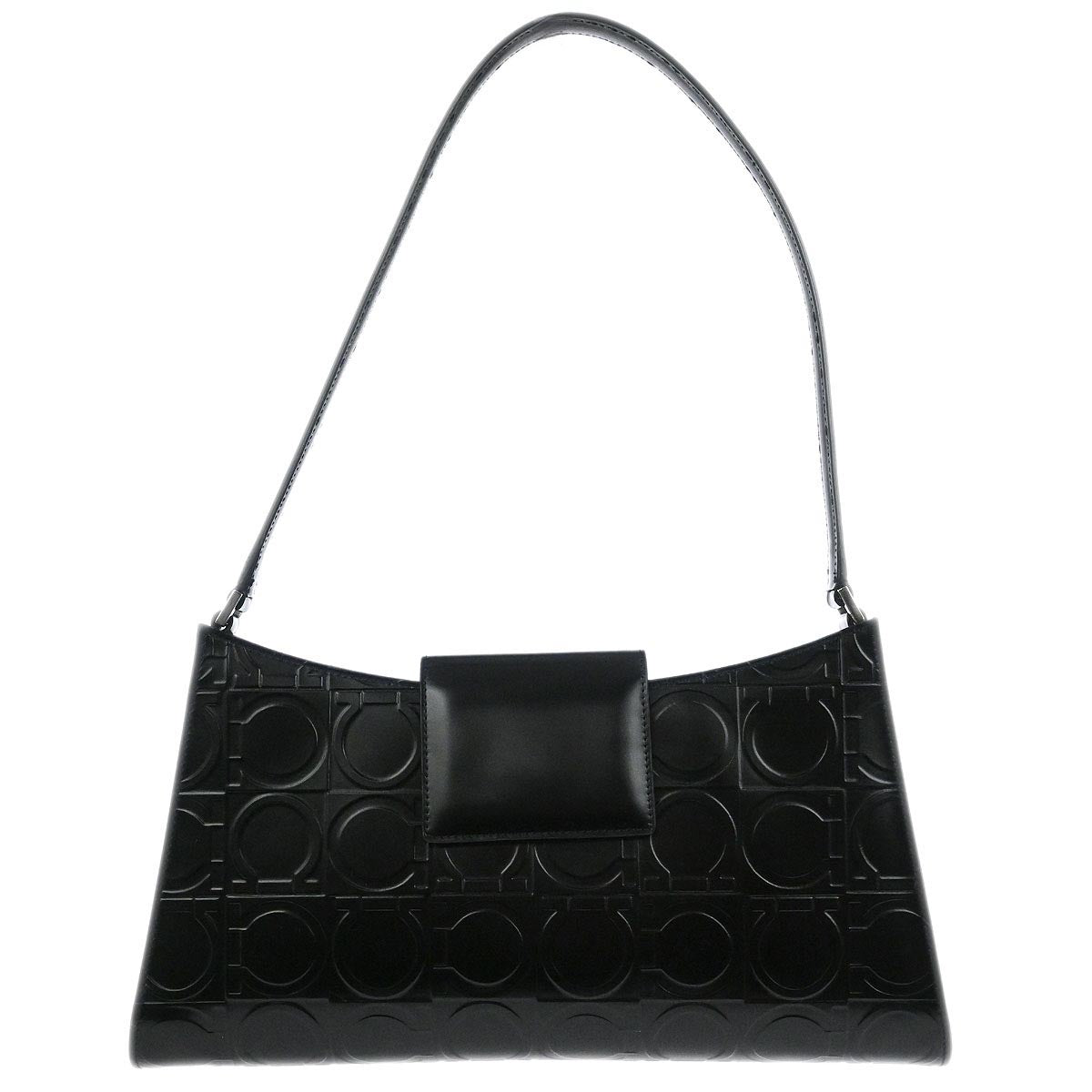 Salvatore Ferragamo Black Leather Gancini Handbag